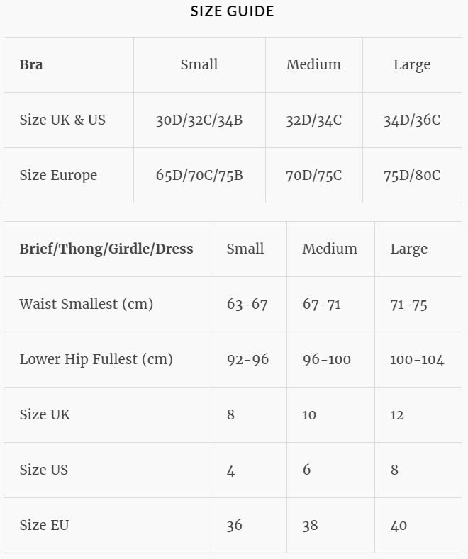 Oysho Size Chart